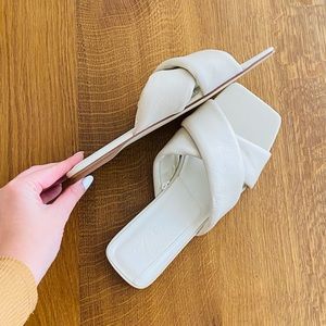 Zara cream faux leather square toe sandals